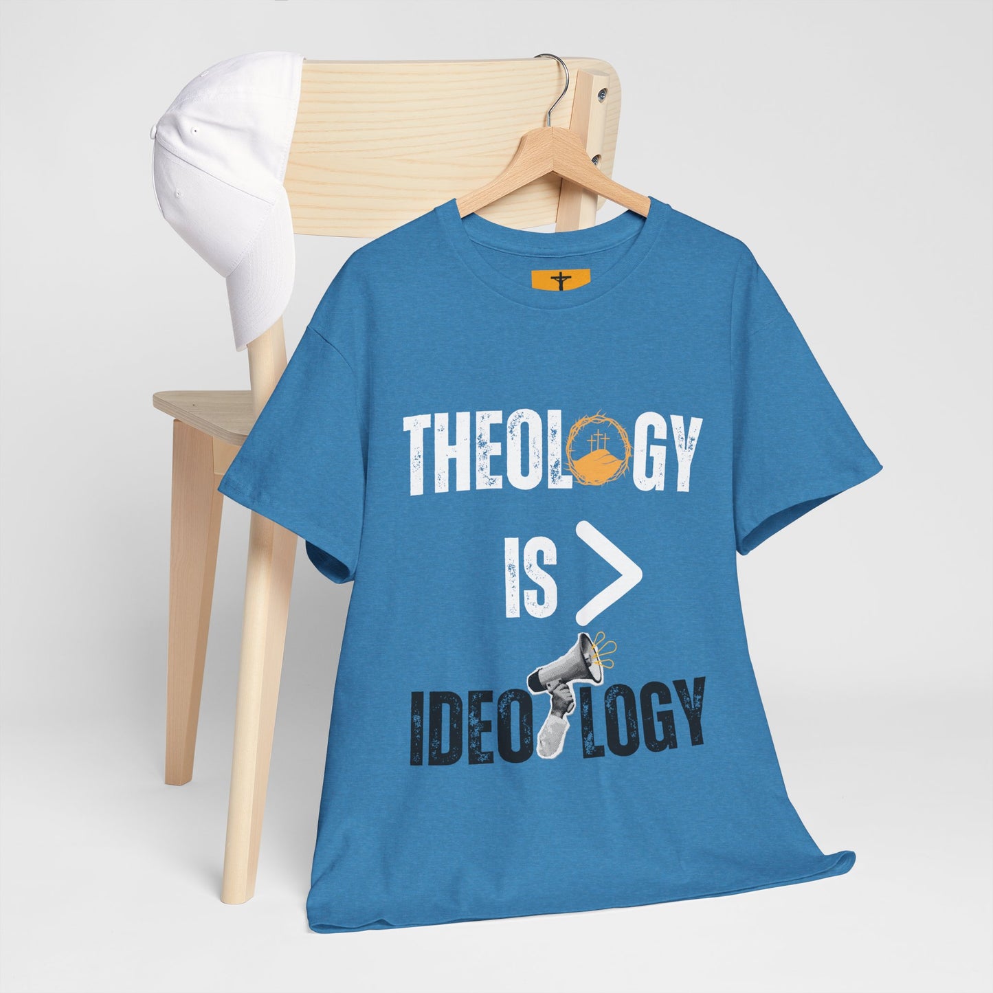 Theology is > Ideology T-shirt.
