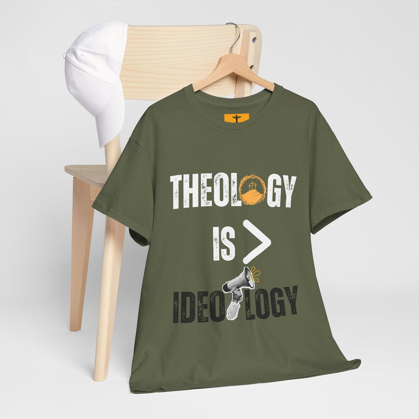 Theology is > Ideology T-shirt.